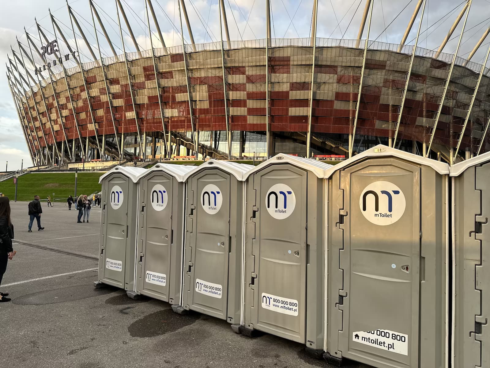 mToilet portable toilets in front of the National Stadium